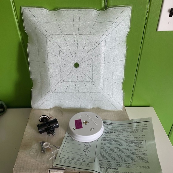 NEW - Mid Century Modern 13" square 2 Bulb Textured Glass Ceiling Light Fixture - Picture 1 of 12